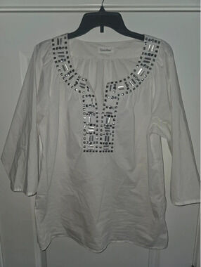 Calvin Klein white tunic with silver embellishments